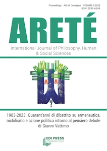 Copertina del volume 3-2026 atti di convegno: 1983-2023: Quarant’anni di dibattito su ermeneutica, nichilismo e azione politica intorno al pensiero debole di Gianni Vattimo